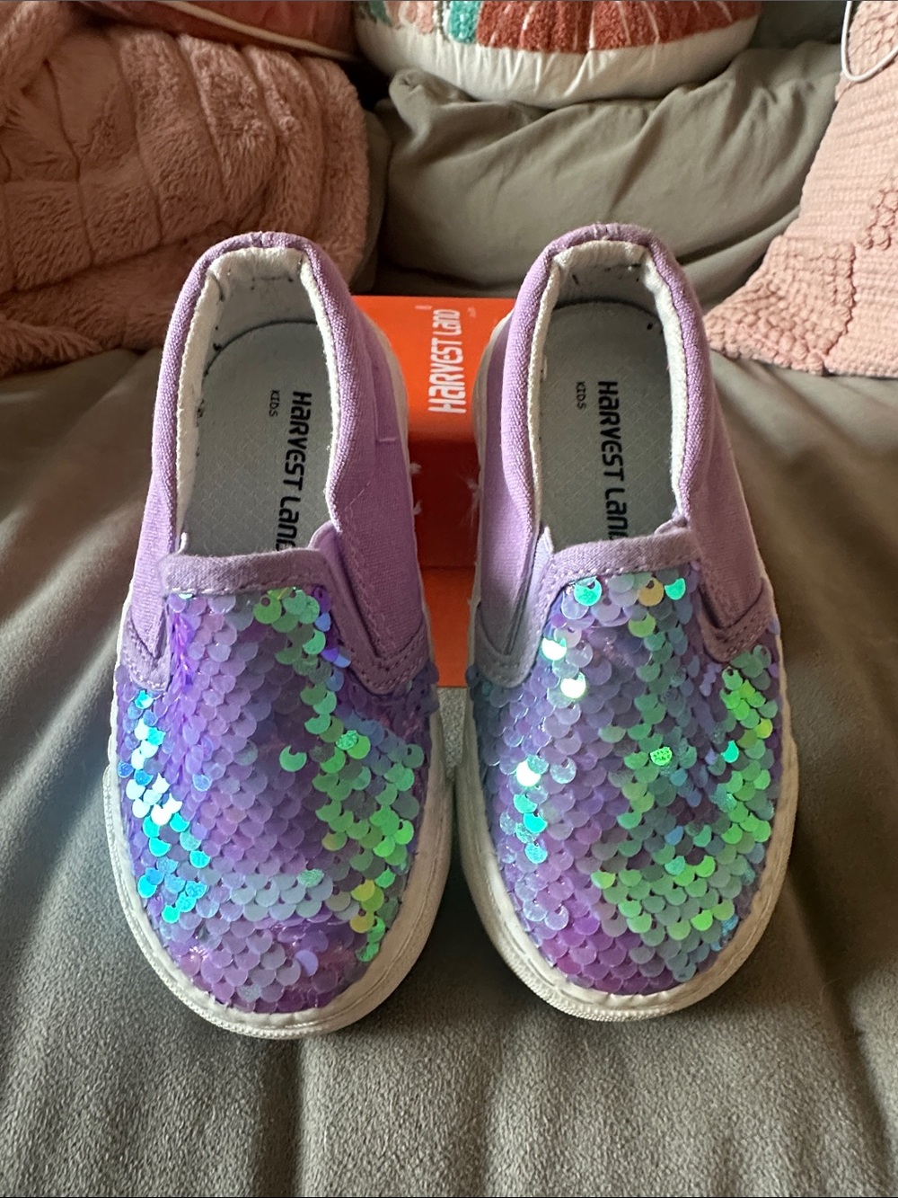 Kids Lavender Sequin Slip-On Sneakers